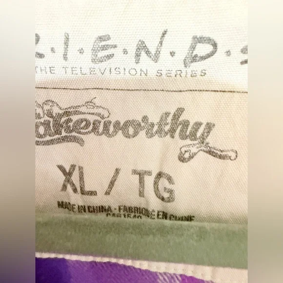 Cakeworthy FRIENDS Phoebe Buffay Regina Phalange Plaid Flannel Shirt XL Purple - Picture 2 of 6